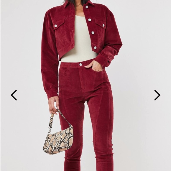 Misguided tall berry cord sinner high waist set - Picture 2 of 8